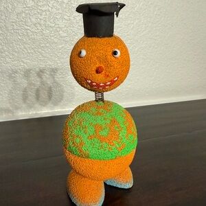 Vintage Paper Mache Quirky Orange and Green Figurine